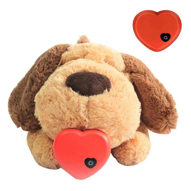 Plush Puppy Pet Dog Toy Heartbeat Puppy Pet Anxiety Relief Sleep Aid Doll Durable Dog Chew Toys Custom Pet Toy (as the picture,35*20*18cm)