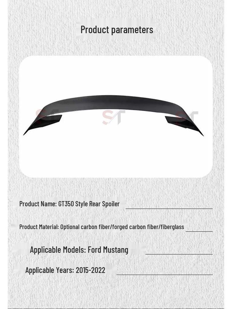 Ford Mustang GT350 Carbon Fiber Rear Spoiler Diffuser Wind Deflector - Modified Accessories