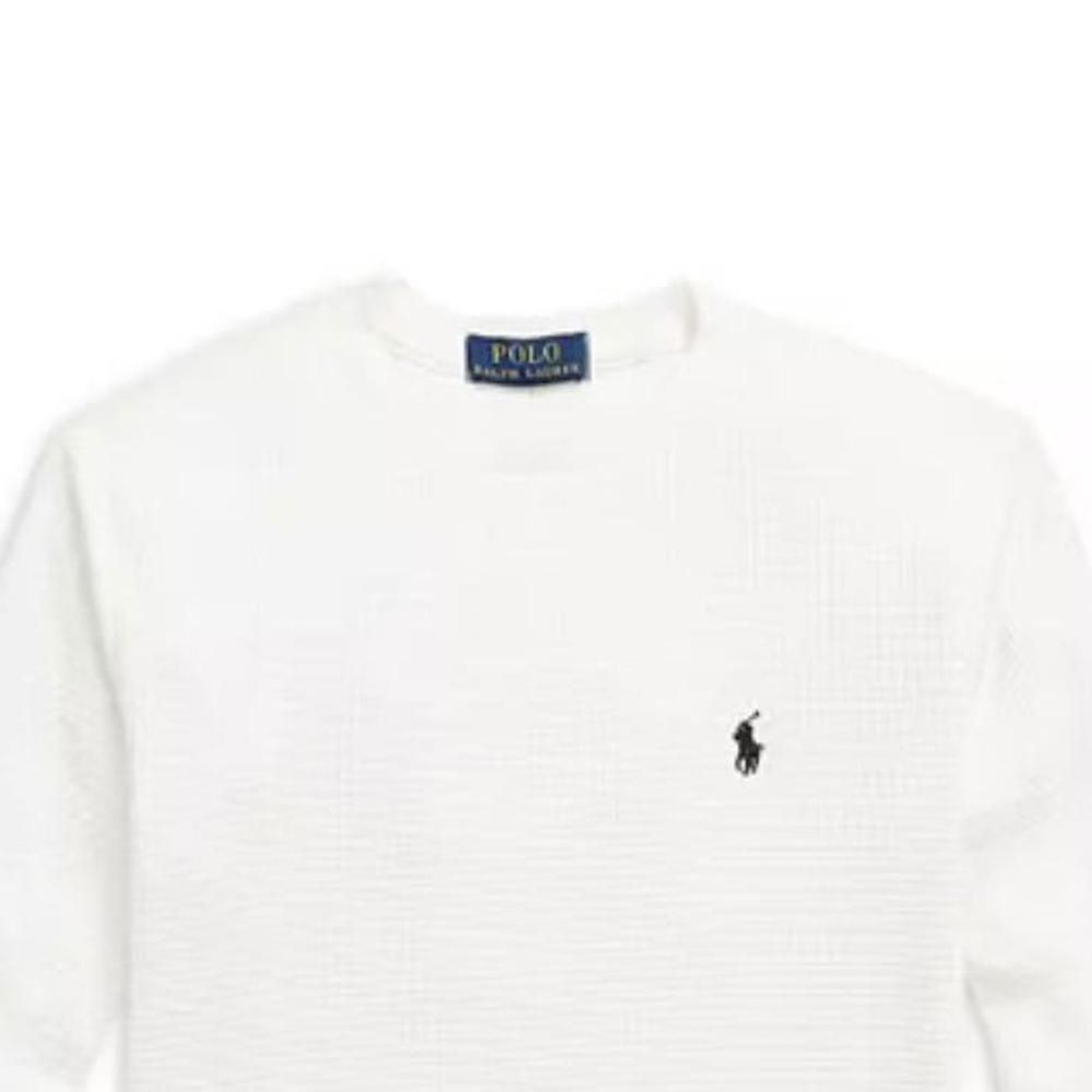 Polo Ralph Lauren Solid Color Crew Neck Pony Embroidered Long Sleeve Sweatshirt Kids Sweatshirt White 323920629-002