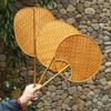 Chinesischer Stil Handgefertigter Grüner Bambus & Rattan Runder Kühlventilator