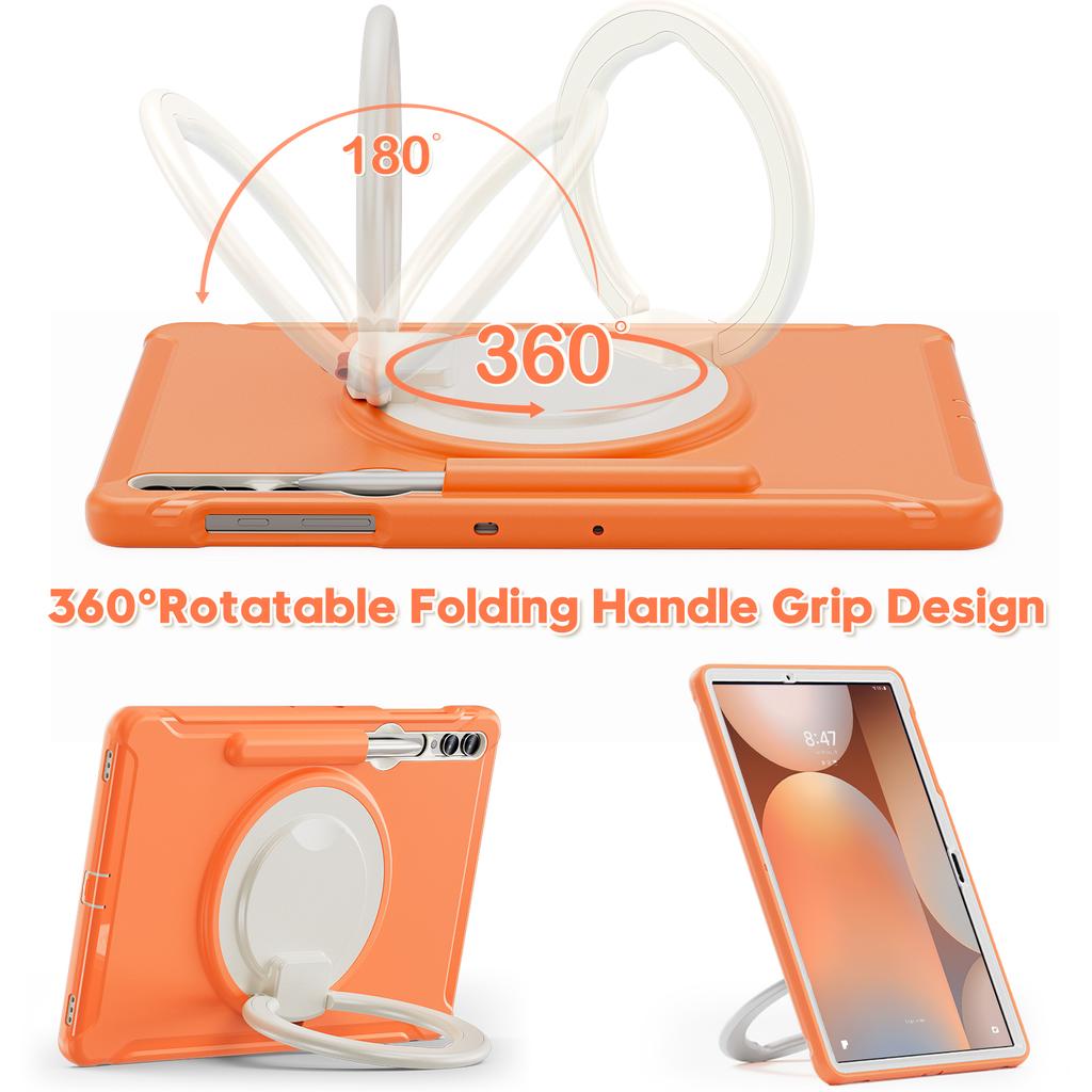 For Samsung Tab Case S9 S8 S7 Plus S10 FE S6 A9 A8 S7fe A7 Lite Handle Kickstand Shockproof Stand Hard Tablet Cases Cover Funda