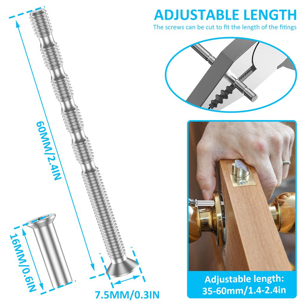 50Sets M4 Door Handle Fixing Screw Bolts Snap Off Cuttable Connecting Screws for Door Handle Roses Knobs Door Lock & Escutcheons