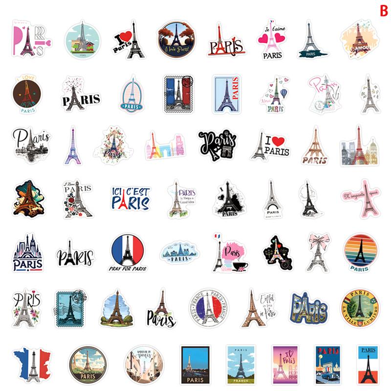 

55 шт. наклейки с пейзажами Франции и Парижа, наклейки с Эйфелевой башней, сделай сам, мотоцикл, багаж, гитара, мультфильм, крутая наклейка с граффити as the picture