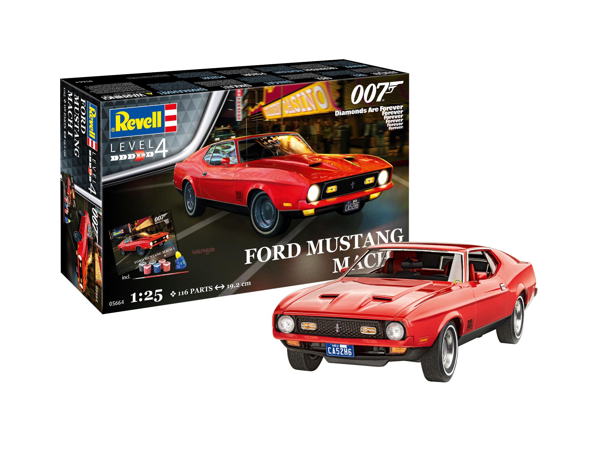 

Revell Подарочный набор 05664 Джеймс Бонд 007 Бриллианты навсегда, 1, 125 & Ford Mustang Mach Масштабный несобранный пластиковый набор модели с аксессуарами Постер