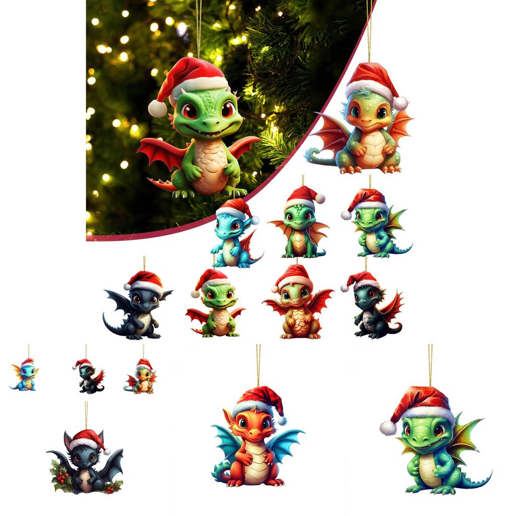 Colorful Cartoon Acrylic Dragon Christmas Tree Decoration Pendant For Unique Gifts