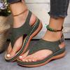 Damen Thone Keilsandalen Einfarbig Knöchelschnalle Riemen Slingback Offene Zehenschuhe Lässige Retro-Schuhe