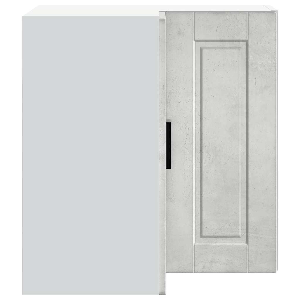 Porto Corner Wall Mounted Kitchen Cabinet In Concrete Grey Made of Wood Based Material