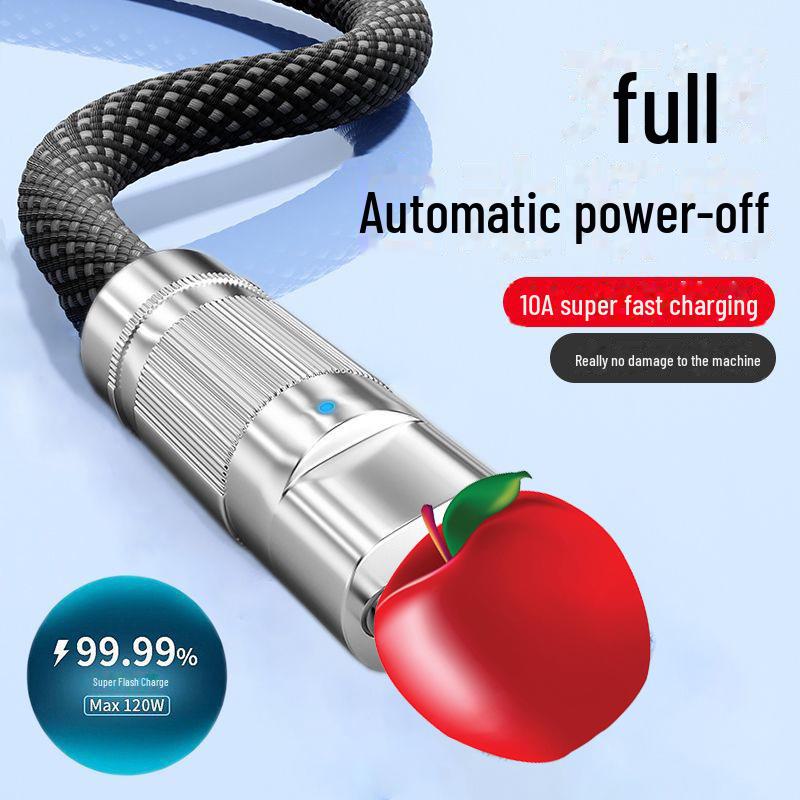 Braided 120W Super Fast Charging USB-C Cable for Apple, Huawei, and Android (6A)