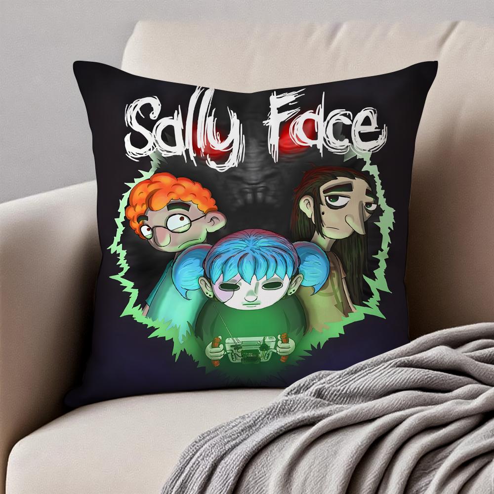 Eerie Indie American Video Game SSally Face Cushion Cover Pillowcase Antidustmite Invisible Zipper Short Plush Sofa Cushion