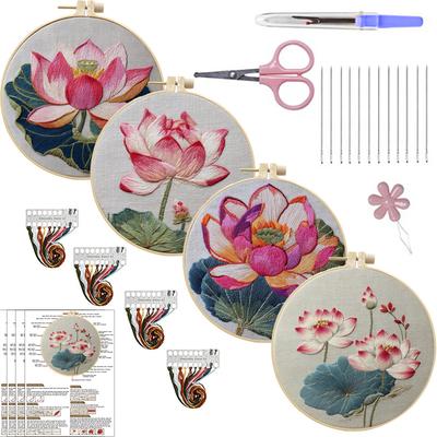 1 peça Kit de Bordado DIY Padrão Lótus para Iniciantes