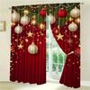 2PCS Merry Christmas Red New Year Gold Ball White snowflake Light Filtering Curtains for Living Room Bedroom Window Drape Decor