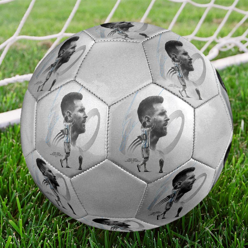 1PC Messi Modern Great Size 5 Soccer Ball PrahaIndoor Soccer Ball Colorful All Ages Machine Stitched PVC Competition Ready Durable High-Bounce