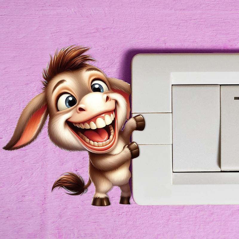 

Забавное животное Осел выглядывает из-за угла Наклейки на стену Спальня Детская комната Окно Наклейки для украшения дома