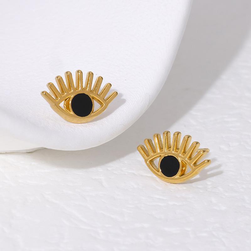 Stainless Steel Hypoallergenic Minimalist INS Design Sense Devil's Eye Stud Earrings Eye Elements Personality Niche 18K Gold