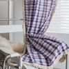 Cotton Linen Plaid Woven Curtains Semi-Sheer Kitchen Dining Balcony Bay Window Rod Hook Grommet