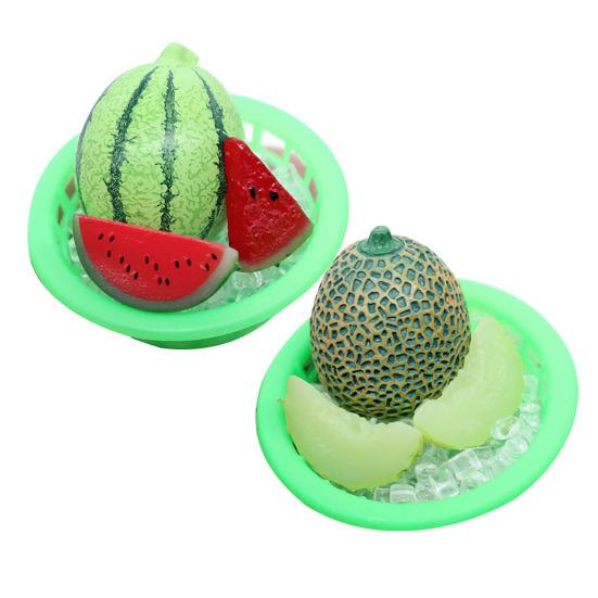 Mini Chilled Watermelon Set Miniature Basin with Cantaloupe Ice Cubes Mini