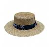 Retro Straw Wheat Ears Floral Stripes Men And Women Summer Shading Sun Protection Wide Brim Flat Top Top Hat Vacation Beach Straw Hat