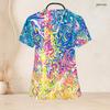Women Plus Size Keyhole Neck Short Sleeve Butterfly Printed Black Nurse Scrub Top With Pockets