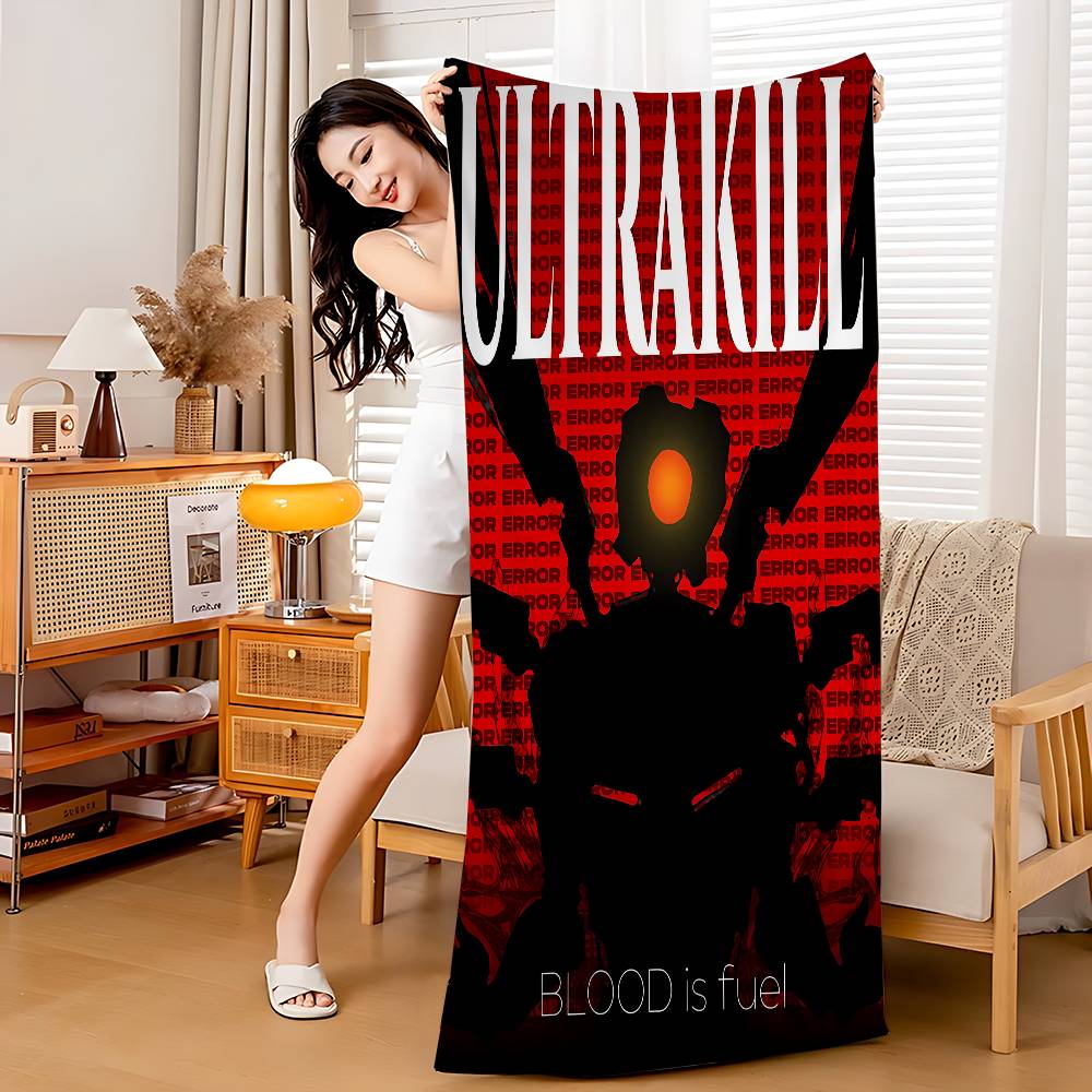 Anime Game U_ULTRAKILLs Microfiber Printed Beach Towel Mountain Climbing Yoga Beach Swimming Running Absorbent Soft Towel
