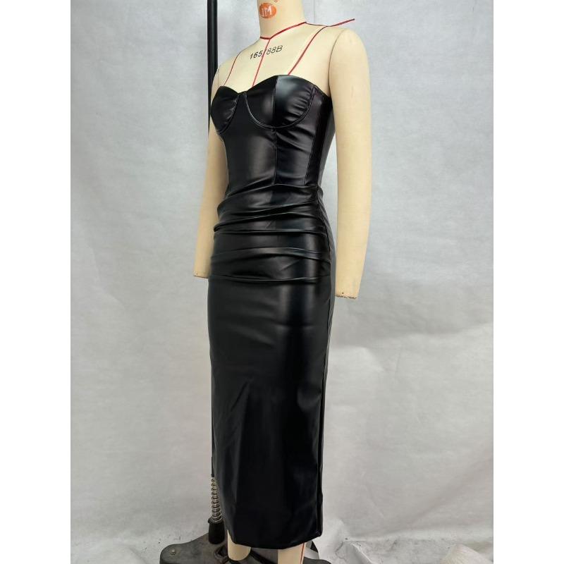 Women's Temperament Sheath Tie Ruched Split Dresses