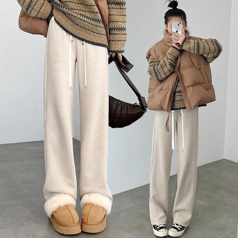 Maternity Pants Herringbone Abraded Thickened Cashmere Wide-leg Pants Casual Straight-leg Pants Loose-fitting Trousers
