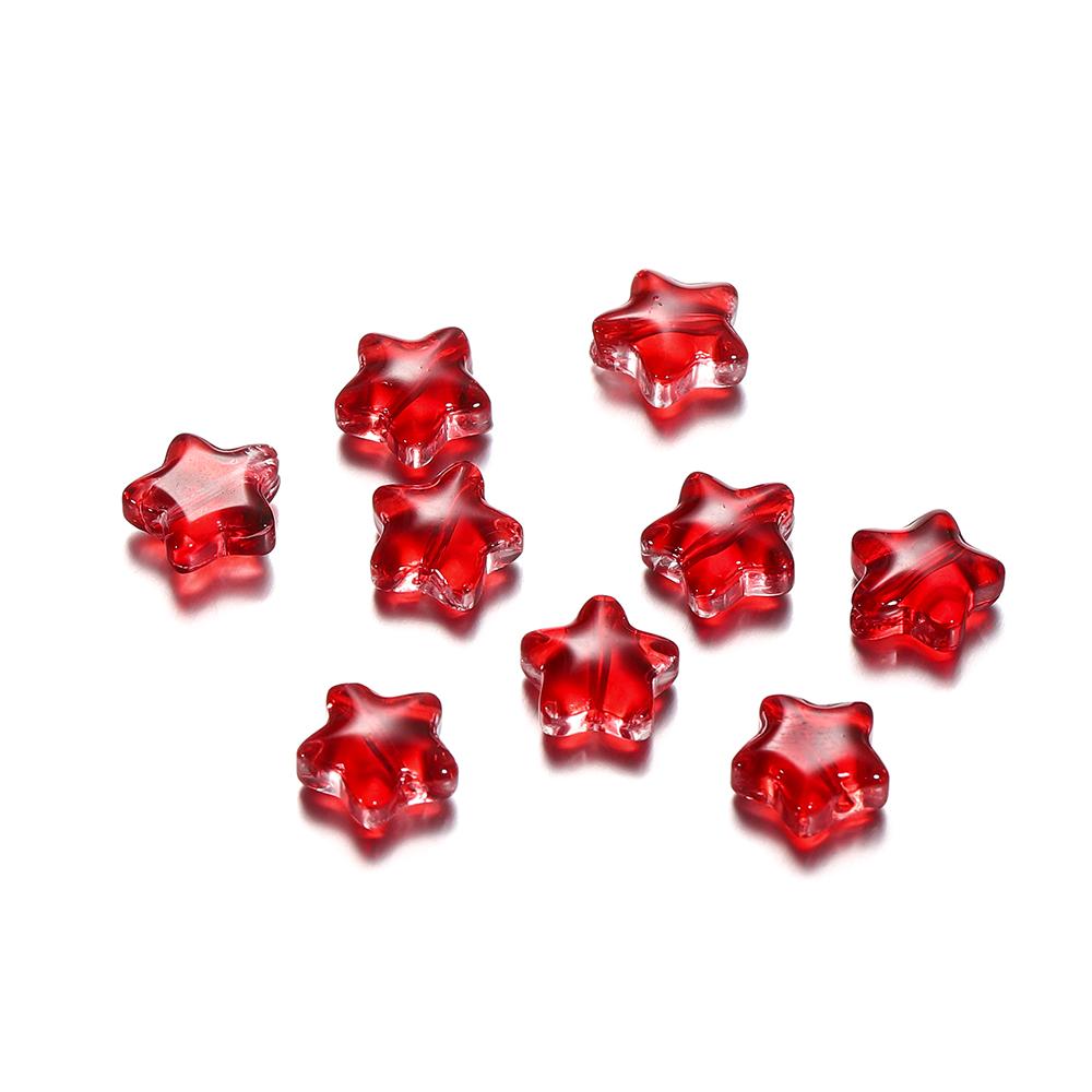 30pcs 8mm Colorful Five-pointed Star Glass Beads Loose Spacer Beads for DIY Handmade Jewelry Making Bracelet Accessories