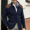 2025 Autumn/Winter Men's Slim Fit Cardigan Sweater with Turn-Down Collar in Plus Sizes - European and American Style.