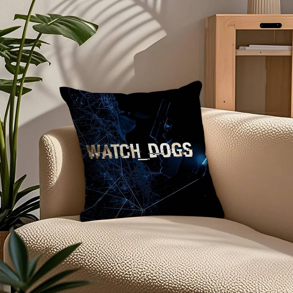 Game w-Watch Dogs 2 Pillow Case Comfort Sofa Bed Silky Elegant Invisible Zipper Custom Decorative Cushion Cover