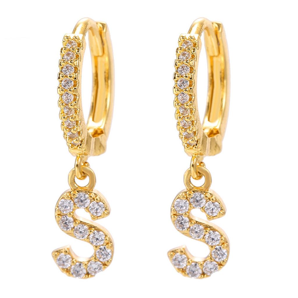 A Pair Of Zircon Earrings With Letters