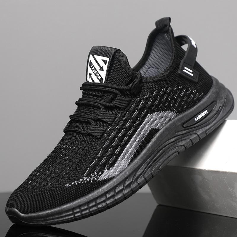 Men's Summer Fly Knit Sports Casual Shoes, Hollow Out Breathable Mesh Running Sneakers, Versatile Athletic Footwear for Men