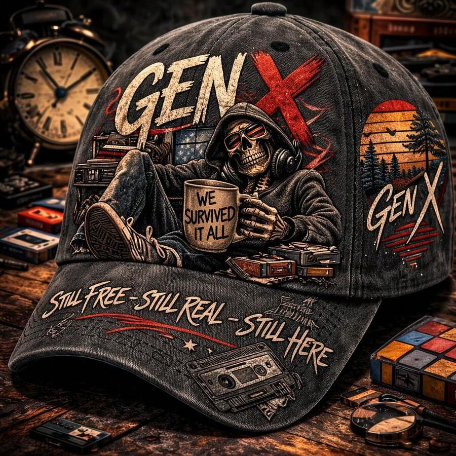 Zealous Sole Women's Gen X Skull Graphic Cap Casual Adjustable Baseball Hat For Adults