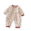 Korean Style Winter Fleece Romper for Baby Girls - Floral Lace Trim Outing Suit