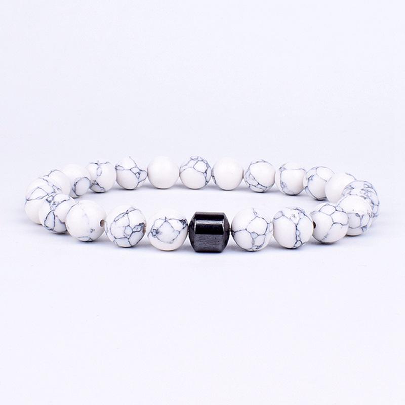 Trendy Unisex Natural Stone Beaded Bracelet - Casual Couple's Accessory