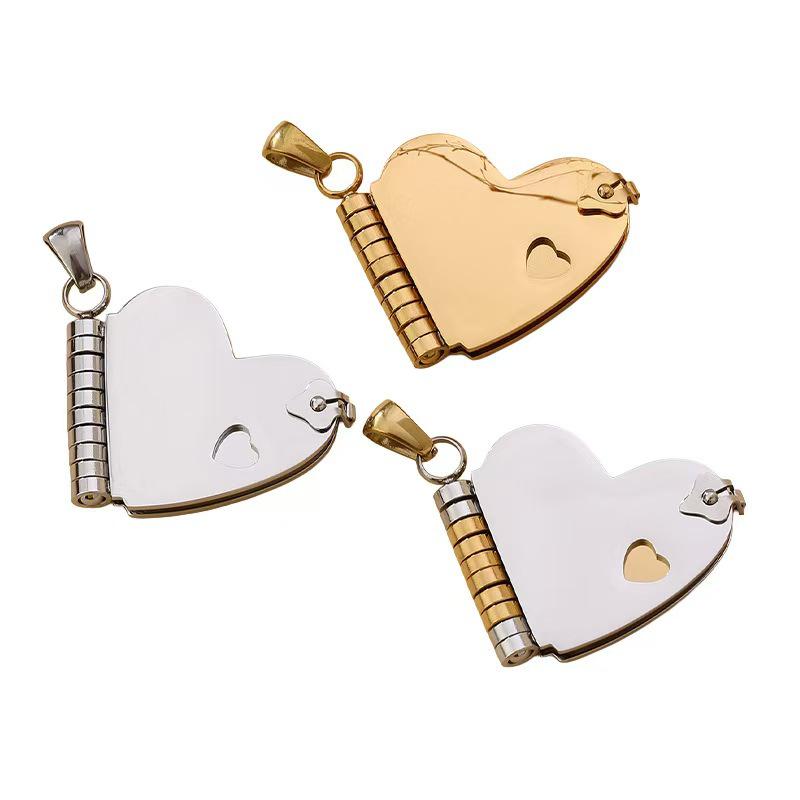 European  American Titanium Steel Heart Book Necklace: Elegant, Customizable, Openable, Versatile, Light Luxury for Women or Couples