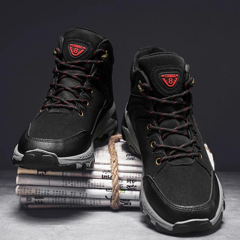 High-Top Cotton Hiking Shoes for Men Waterproof Outdoor Shoes Non-Slip Trekking Shoes Climbing Travel Shoe Warm Off-Road Hombre