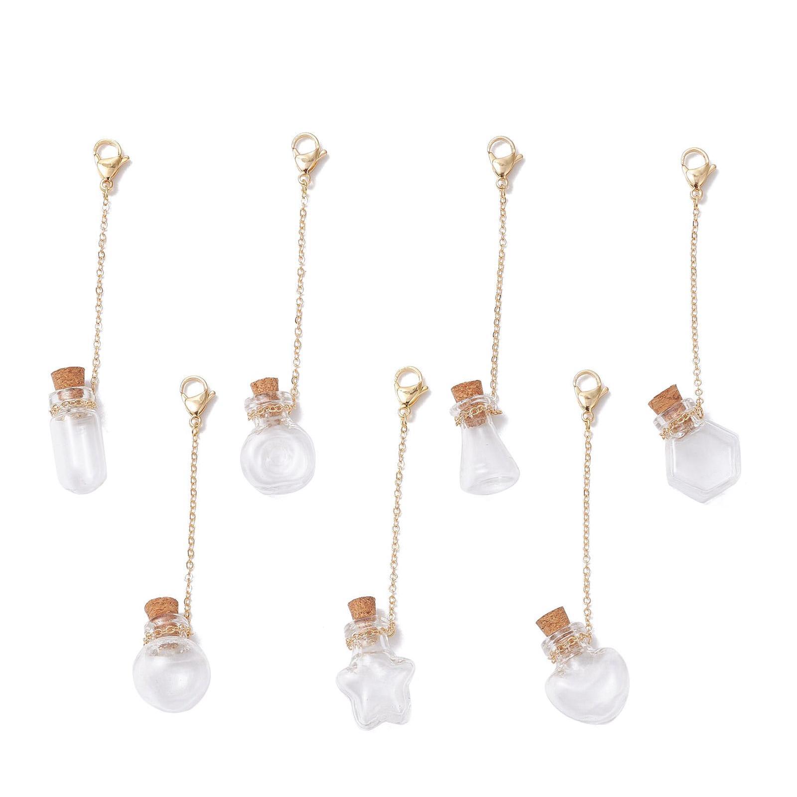 

7 Штук Багатоцільові Маленькі Прозорі Скляні Пляшечки Брелок Підвіски Декор для Ювелірних Виробів та Особливих Подарунків