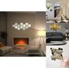 Elegant Silver Hexagon Acrylic 3d Mirror Wall Stickers For Living Room And Bedroom