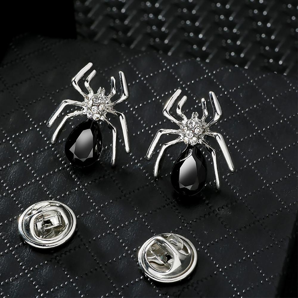 1 Pair Retro Collar Brooches Tree Leaf Wolf Rhinestone Fashion Lapel Pin For Men Women Shirts Suits Clothes Decor Jewelry Gift