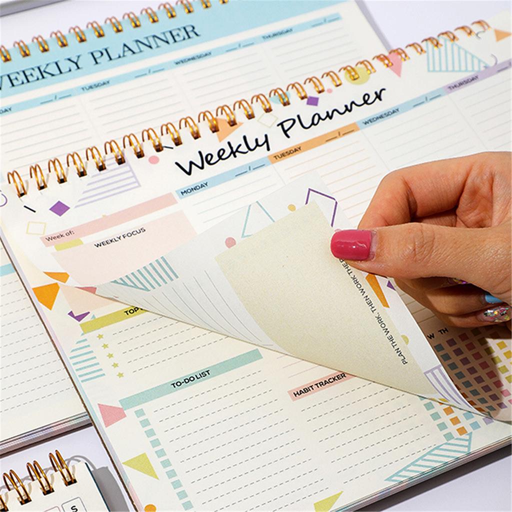 Coil-binding Planner Notepads Weekly Planner Notebook Academic Planner 104 Page Undated for Weekly Planning Scheduling