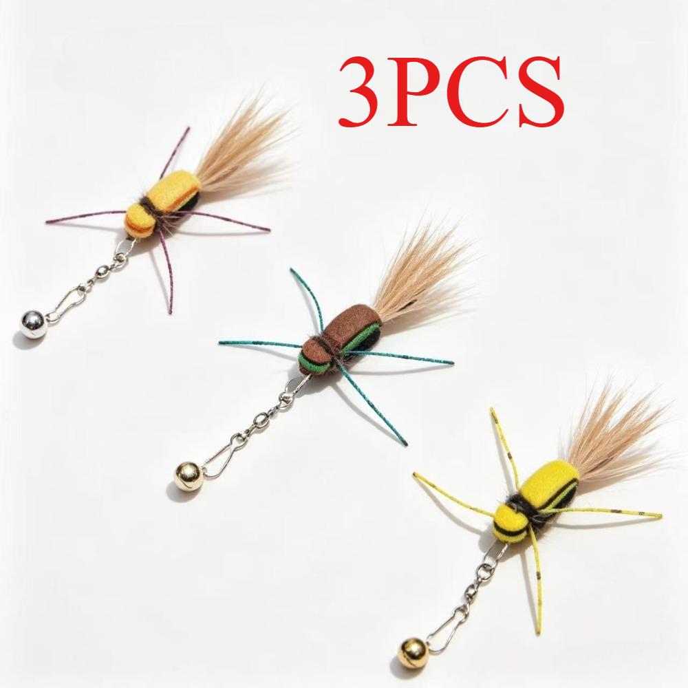 2PCS/3PCS Simulated Ant Cat Sticke Replacement Head Cat Toy Flying Insect Feather Pet Toys For Kitten