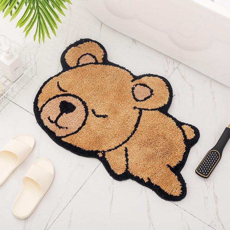 Cartoon Animal Absorbent Non-slip Mat In Bathroom Soft and Thick Foot Mat In Bedroom Door Imitation Cashmere Mat In Bathroom