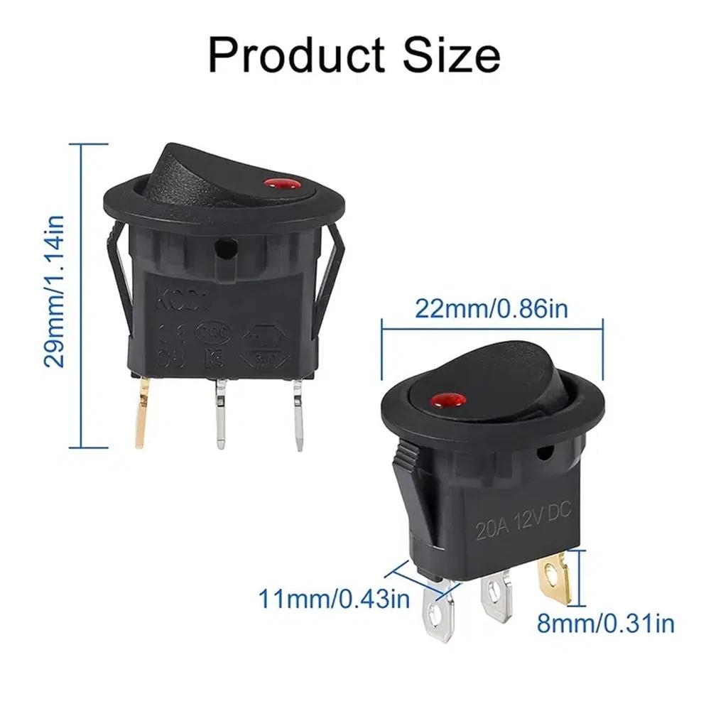 4/1 STÜCK EIN/AUS 20A 12V Wasserdicht LED Licht Lumineszenz Kippschalter Auto Boot Rund Wippschalter Punkt Schalter Autozubehör