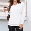 Women's V-Neck Hooded Sweatshirt with Front Pocket, Casual Pullover