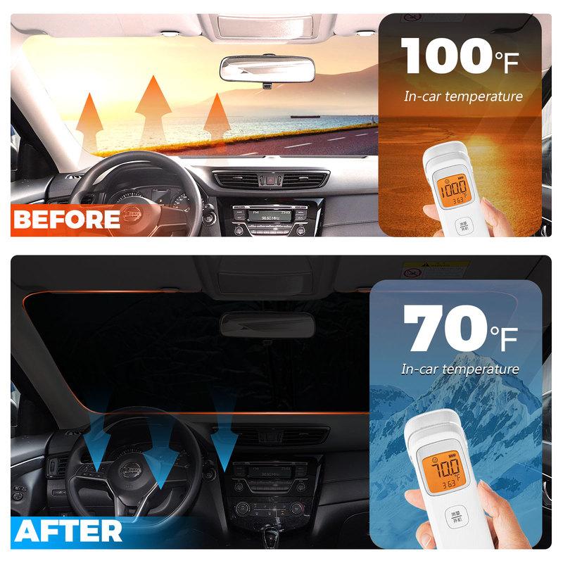 Frontscheiben-Sonnenschutz Faltbarer Sonnenschutz-Protektor Sonnenschutz Passend für 2014- Nissan Rogue 2025 Upgrade-Zubehör