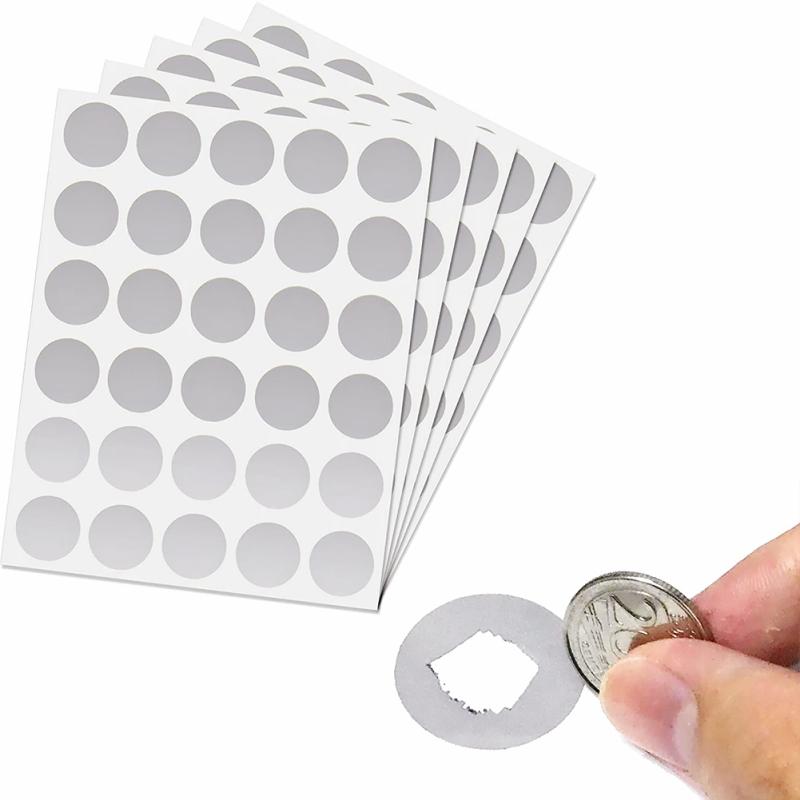 150pcs/5 Sheets Diy Scratch  Stickers Scratch Labels For Making Scratch Cards Round 25mm