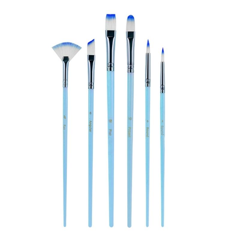 6 Pcs Watercolor Paint Brushes Nylon Hair Painting Brush Art Supplies Watercolor Painting Tool for Artists Students