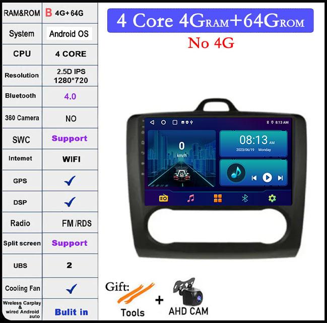 9 Inch For Ford Focus 2 3 MK2 MK3 2004-2011 DSP Android 14 Car Radio Multimedia Video Player Navigation Stereo GPS