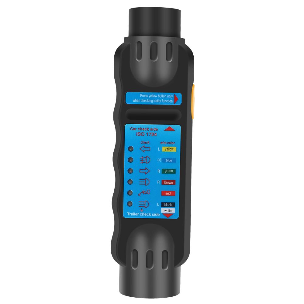 12В Тестер прицепа Фаркоп Тестер проводки освещения автодома Тестер освещения прицепа 7-контактная вилка/розетка Инструменты диагностики прицепа/автомобиля чёрный