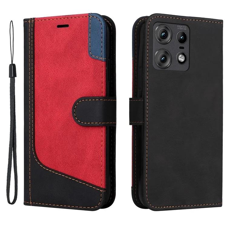 

For Motorola Edge 50 Pro 5G Wallet Case 3-Color Splicing PU Leather Phone Cover