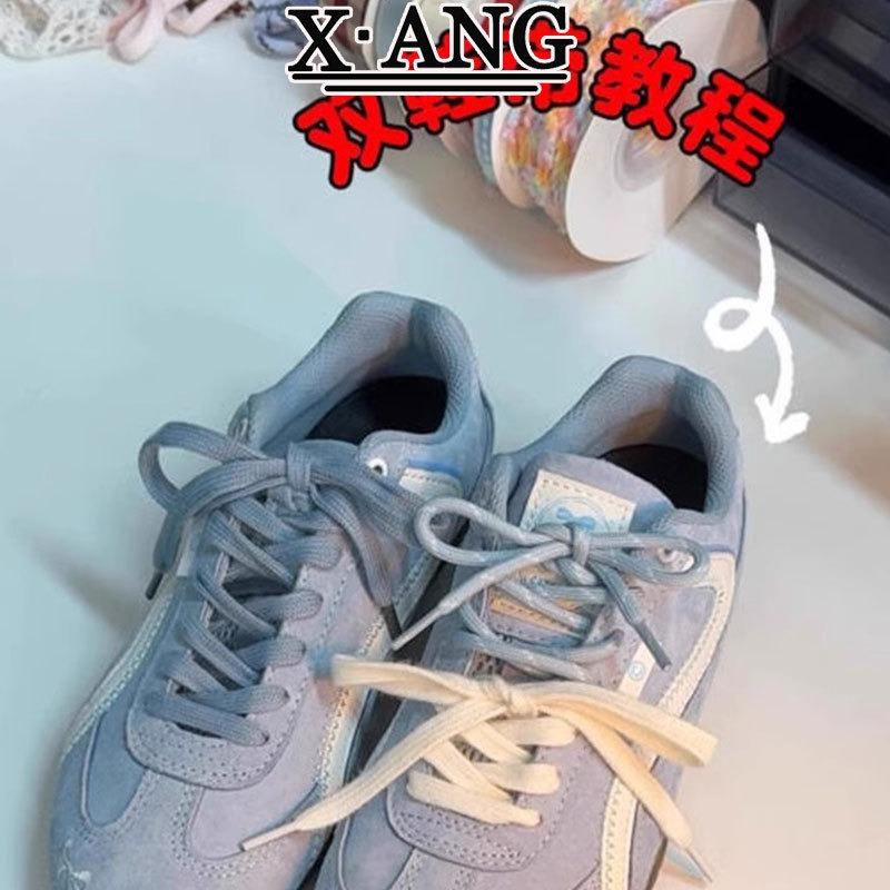 Cowhide version glacier blue thin-soled racing shoes soft-soled women's shoes summer new flat-soled white shoes